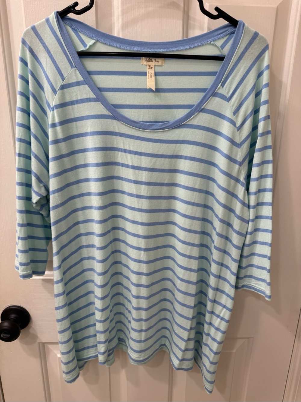 Matilda Jane Sky Blue & Light Blue Striped Scoop Neck Long Sleeve Top